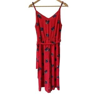 Ripe Wide Leg Jumpsuit Womens S Red Blue Floral Romper Casual Travel Summer EUC